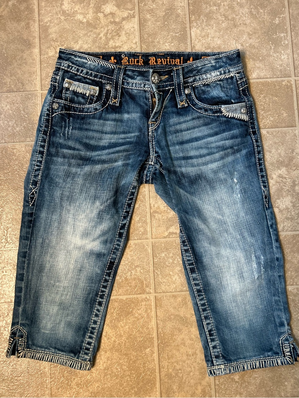 Rock Revival Women's Washed Blue Cropped Denim Jeans